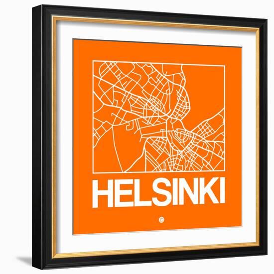 Orange Map of Helsinki-NaxArt-Framed Art Print