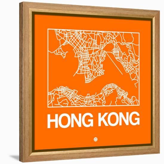 Orange Map of Hong Kong-NaxArt-Framed Stretched Canvas