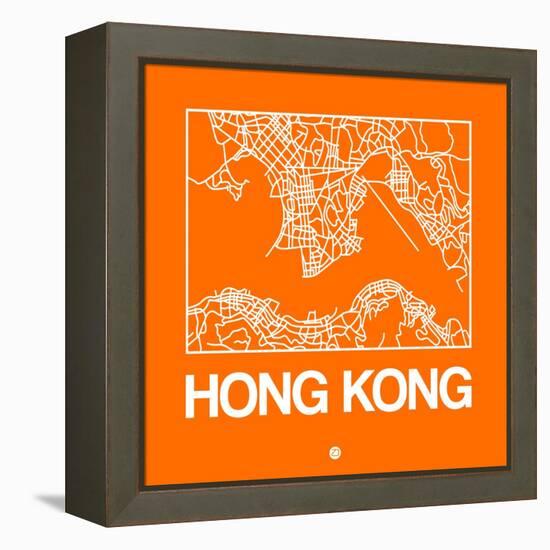 Orange Map of Hong Kong-NaxArt-Framed Stretched Canvas