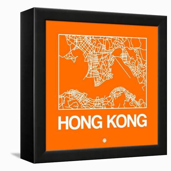 Orange Map of Hong Kong-NaxArt-Framed Stretched Canvas