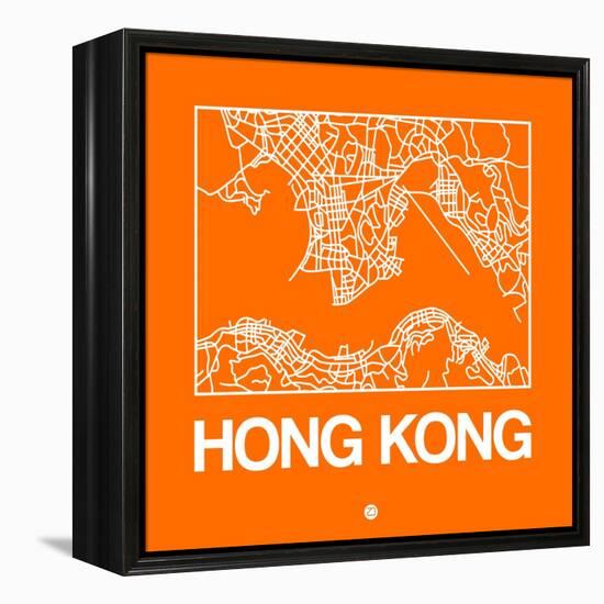 Orange Map of Hong Kong-NaxArt-Framed Stretched Canvas