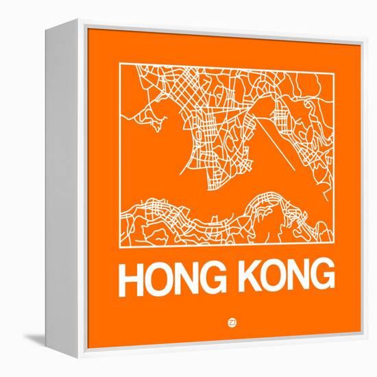 Orange Map of Hong Kong-NaxArt-Framed Stretched Canvas