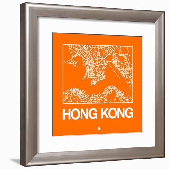 Orange Map of Hong Kong-NaxArt-Framed Premium Giclee Print