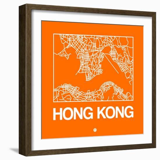 Orange Map of Hong Kong-NaxArt-Framed Art Print