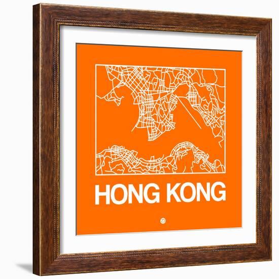 Orange Map of Hong Kong-NaxArt-Framed Art Print