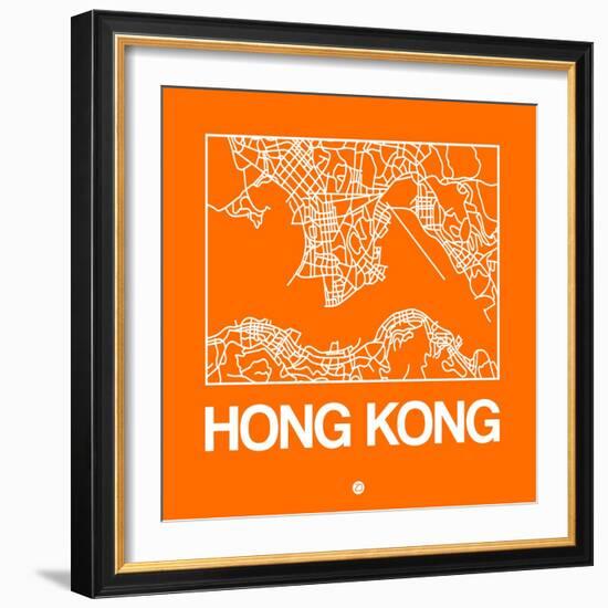 Orange Map of Hong Kong-NaxArt-Framed Art Print