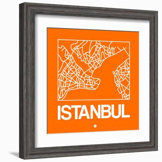 Orange Map of Istanbul-NaxArt-Framed Art Print