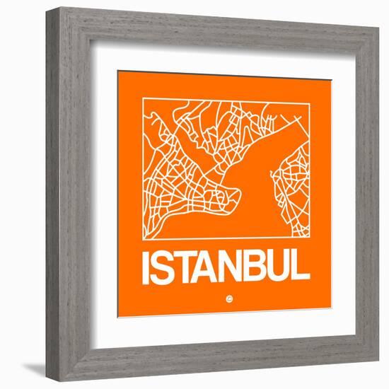 Orange Map of Istanbul-NaxArt-Framed Art Print