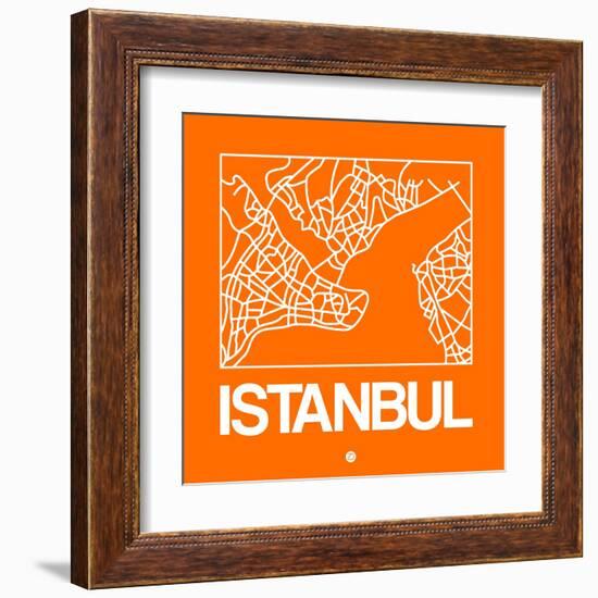 Orange Map of Istanbul-NaxArt-Framed Art Print