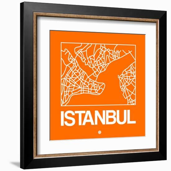 Orange Map of Istanbul-NaxArt-Framed Art Print