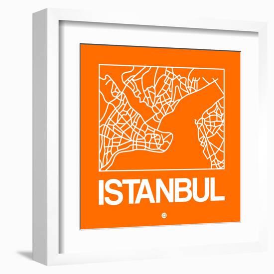 Orange Map of Istanbul-NaxArt-Framed Art Print