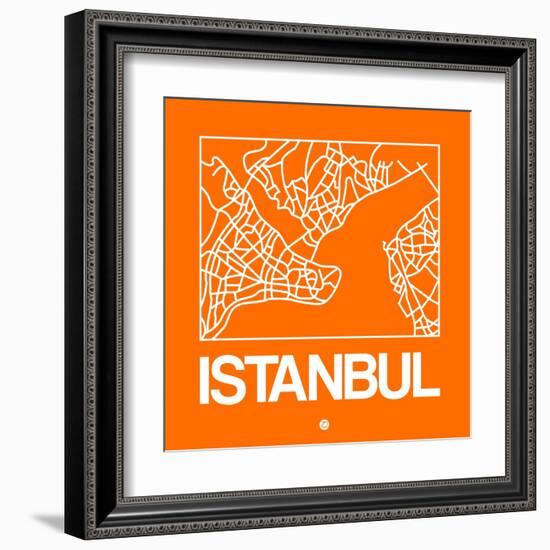 Orange Map of Istanbul-NaxArt-Framed Art Print