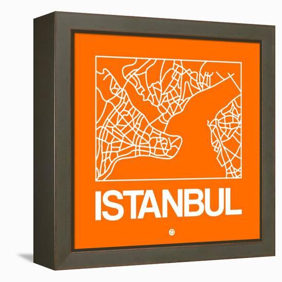 Orange Map of Istanbul-NaxArt-Framed Stretched Canvas