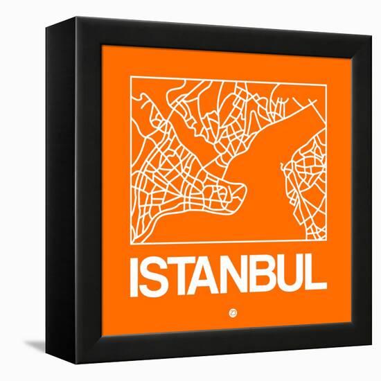 Orange Map of Istanbul-NaxArt-Framed Stretched Canvas