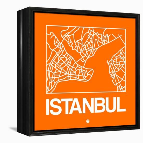 Orange Map of Istanbul-NaxArt-Framed Stretched Canvas