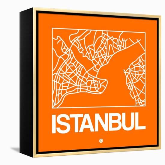 Orange Map of Istanbul-NaxArt-Framed Stretched Canvas