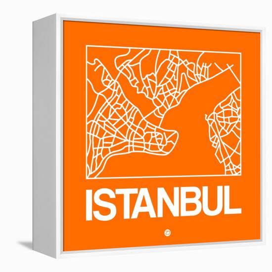 Orange Map of Istanbul-NaxArt-Framed Stretched Canvas