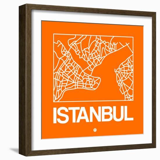 Orange Map of Istanbul-NaxArt-Framed Art Print