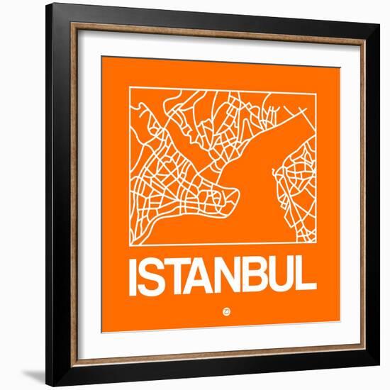 Orange Map of Istanbul-NaxArt-Framed Art Print