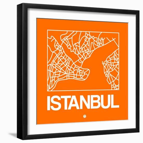 Orange Map of Istanbul-NaxArt-Framed Art Print