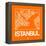 Orange Map of Istanbul-NaxArt-Framed Stretched Canvas