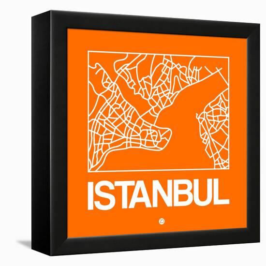 Orange Map of Istanbul-NaxArt-Framed Stretched Canvas