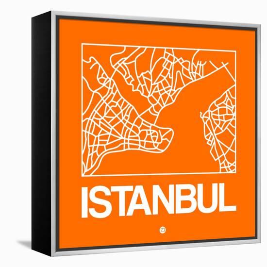 Orange Map of Istanbul-NaxArt-Framed Stretched Canvas