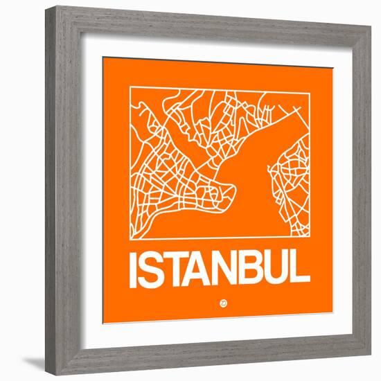 Orange Map of Istanbul-NaxArt-Framed Art Print