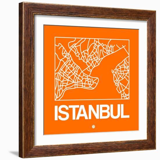 Orange Map of Istanbul-NaxArt-Framed Art Print