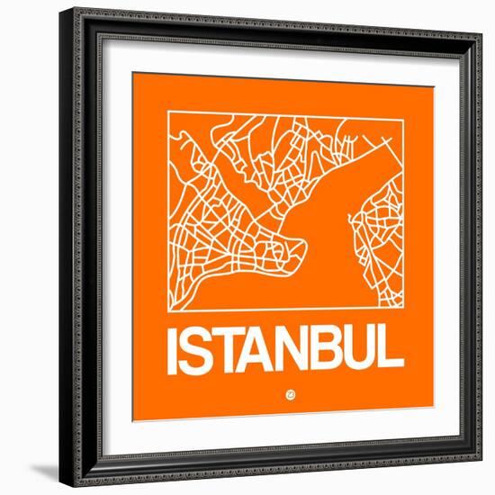 Orange Map of Istanbul-NaxArt-Framed Art Print