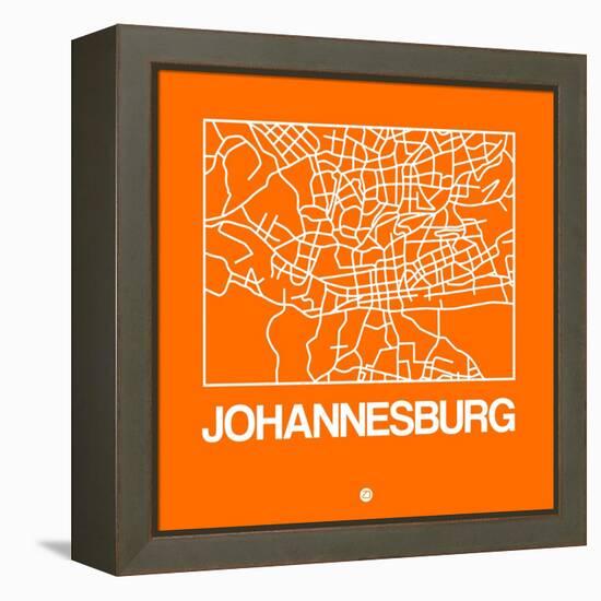 Orange Map of Johannesburg-NaxArt-Framed Stretched Canvas