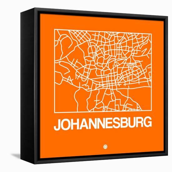 Orange Map of Johannesburg-NaxArt-Framed Stretched Canvas