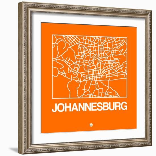 Orange Map of Johannesburg-NaxArt-Framed Art Print