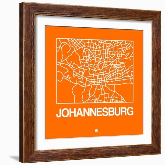 Orange Map of Johannesburg-NaxArt-Framed Art Print