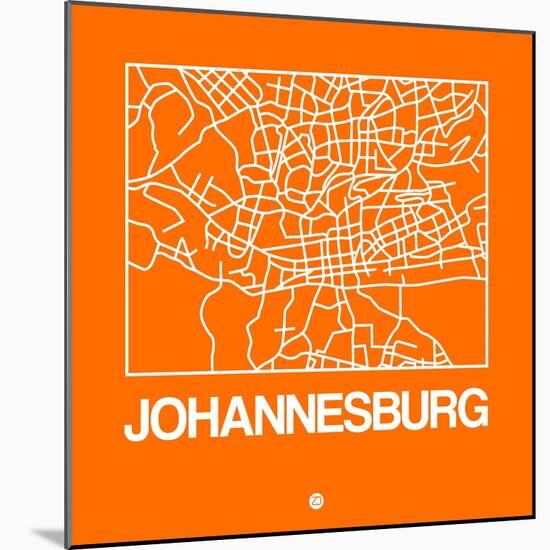 Orange Map of Johannesburg-NaxArt-Mounted Art Print