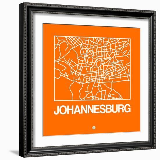 Orange Map of Johannesburg-NaxArt-Framed Art Print