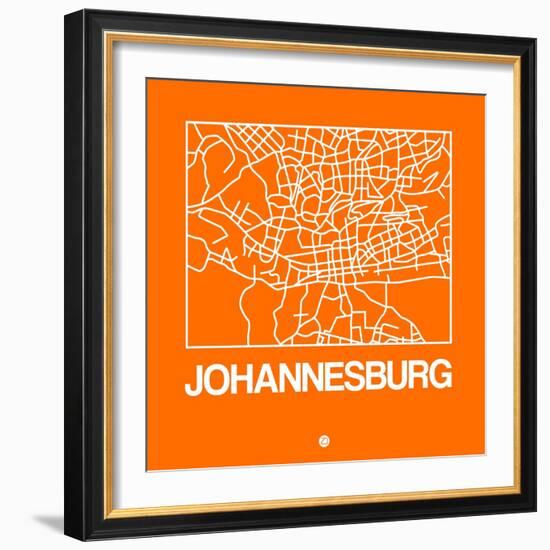 Orange Map of Johannesburg-NaxArt-Framed Art Print