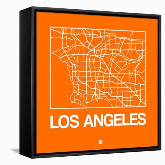 Orange Map of Los Angeles-NaxArt-Framed Stretched Canvas