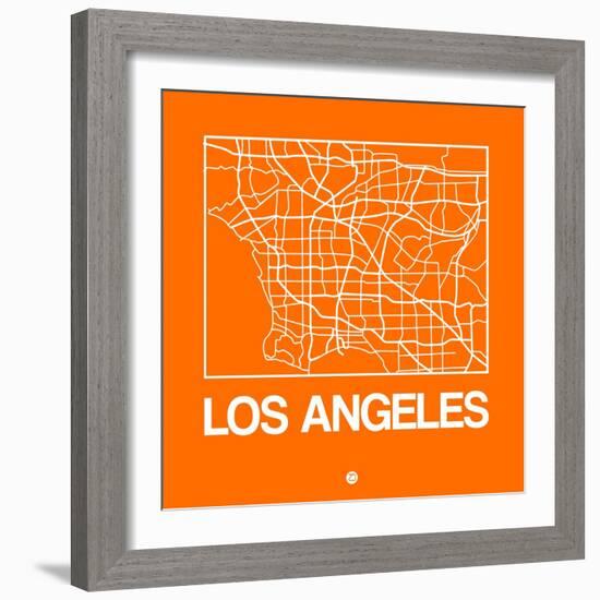 Orange Map of Los Angeles-NaxArt-Framed Art Print