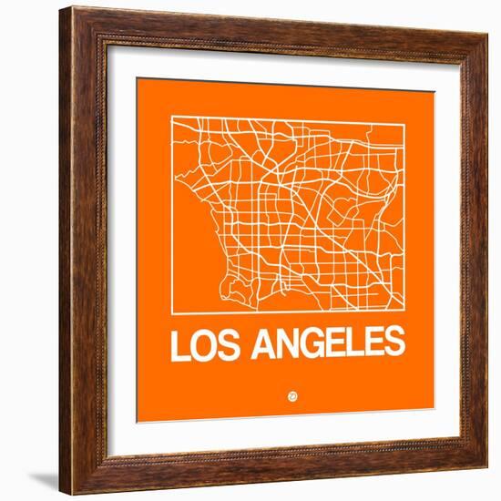 Orange Map of Los Angeles-NaxArt-Framed Art Print