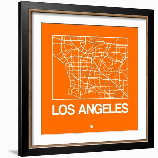 Orange Map of Los Angeles-NaxArt-Framed Art Print