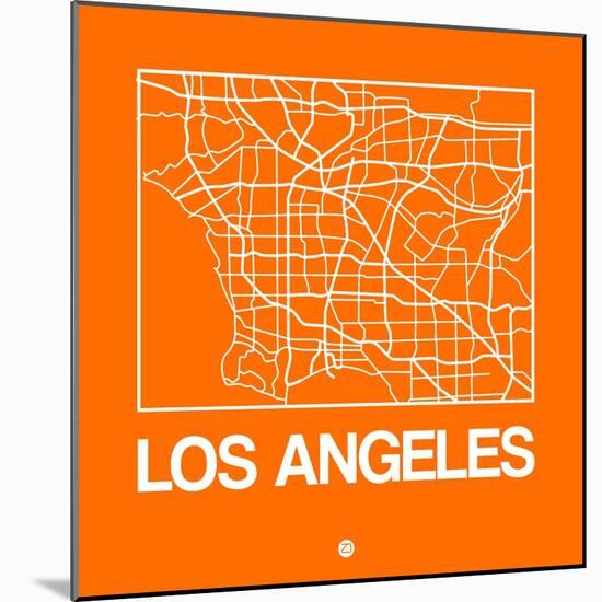 Orange Map of Los Angeles-NaxArt-Mounted Art Print