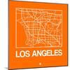 Orange Map of Los Angeles-NaxArt-Mounted Premium Giclee Print