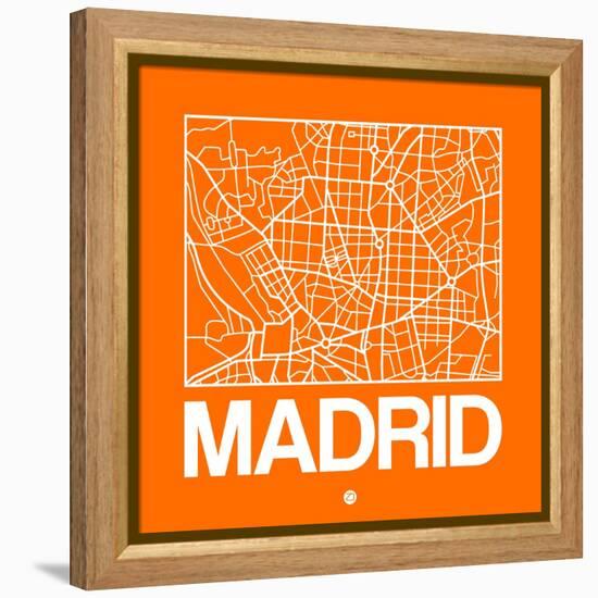 Orange Map of Madrid-NaxArt-Framed Stretched Canvas