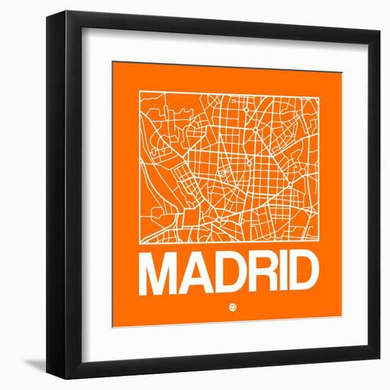 Orange Map of Madrid-NaxArt-Framed Art Print