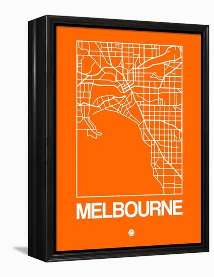 Orange Map of Melbourne-NaxArt-Framed Stretched Canvas