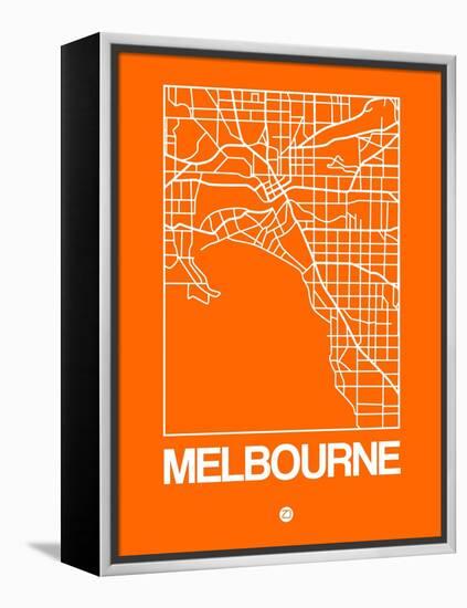 Orange Map of Melbourne-NaxArt-Framed Stretched Canvas