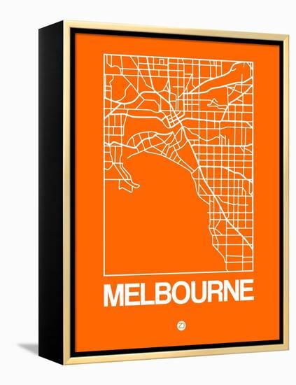 Orange Map of Melbourne-NaxArt-Framed Stretched Canvas