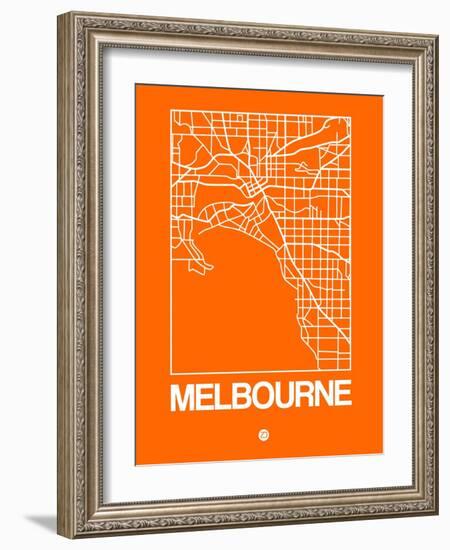 Orange Map of Melbourne-NaxArt-Framed Art Print