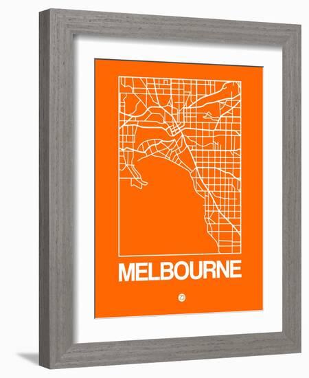 Orange Map of Melbourne-NaxArt-Framed Art Print